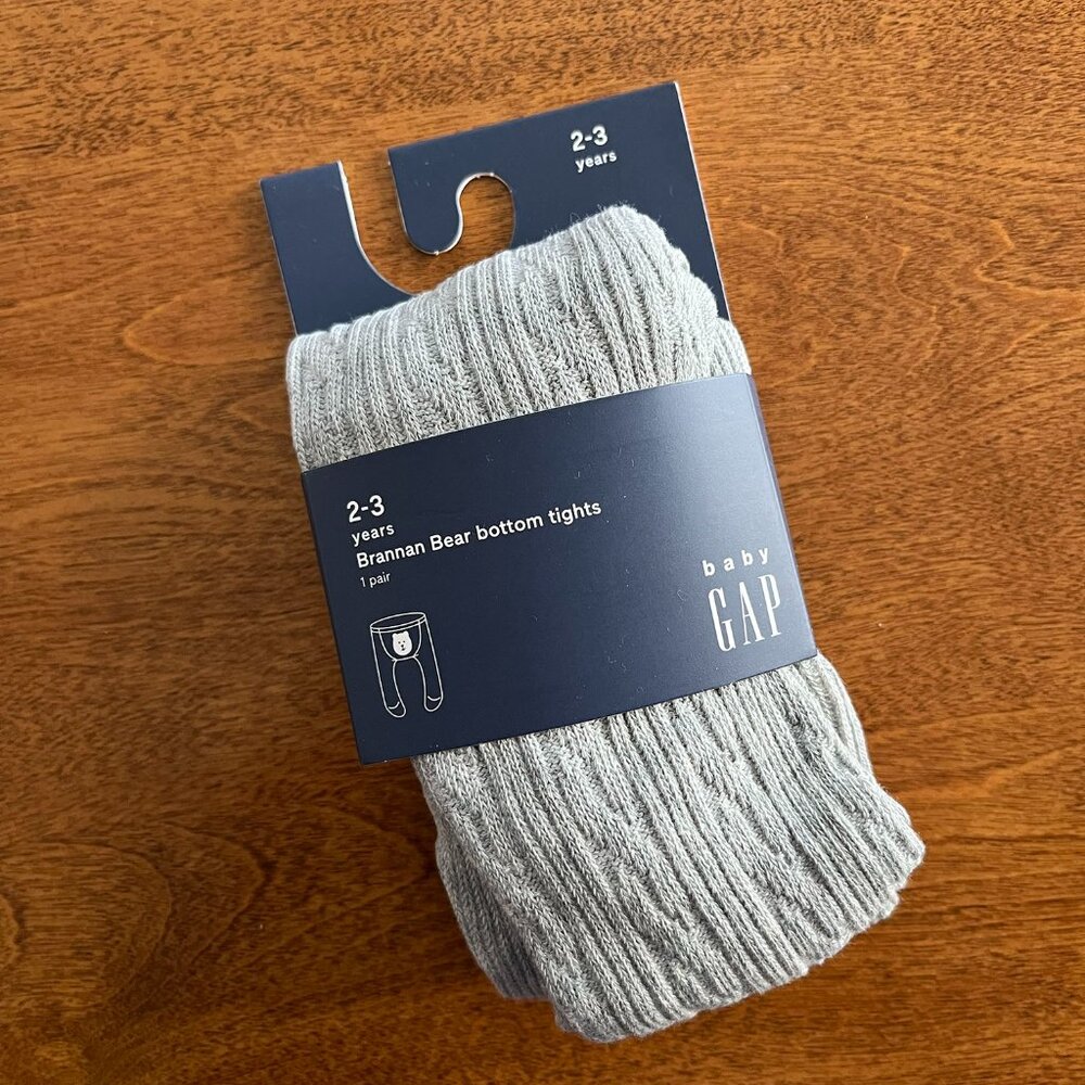 Gap gray cable-knit bear tights 2-3y NWT